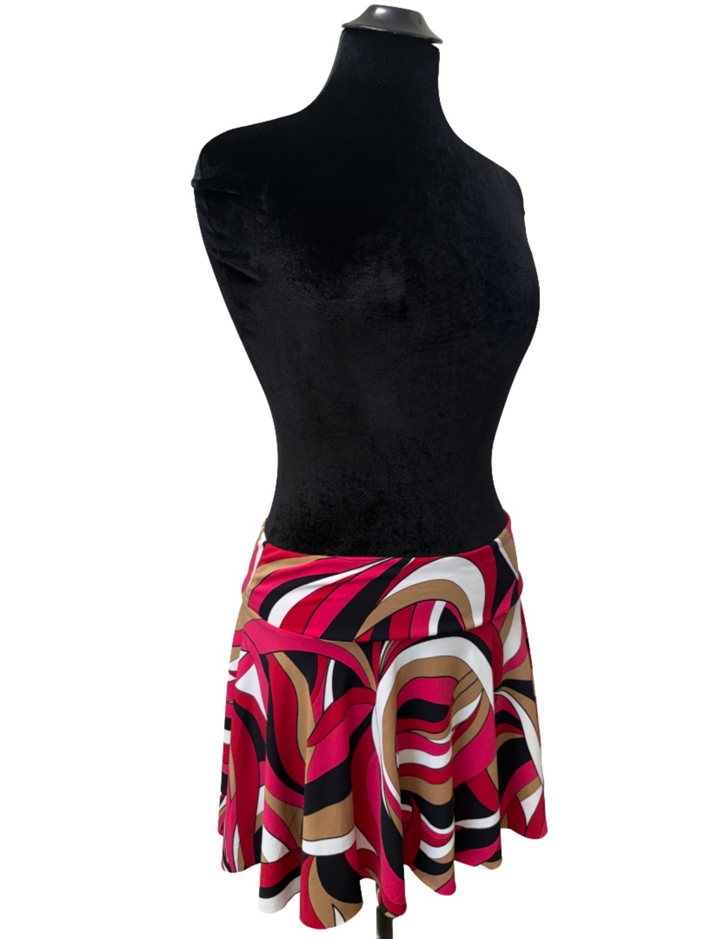 Y2K Abstract Print Flared Mini Skirt
